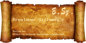 Breslauer Szilamér névjegykártya